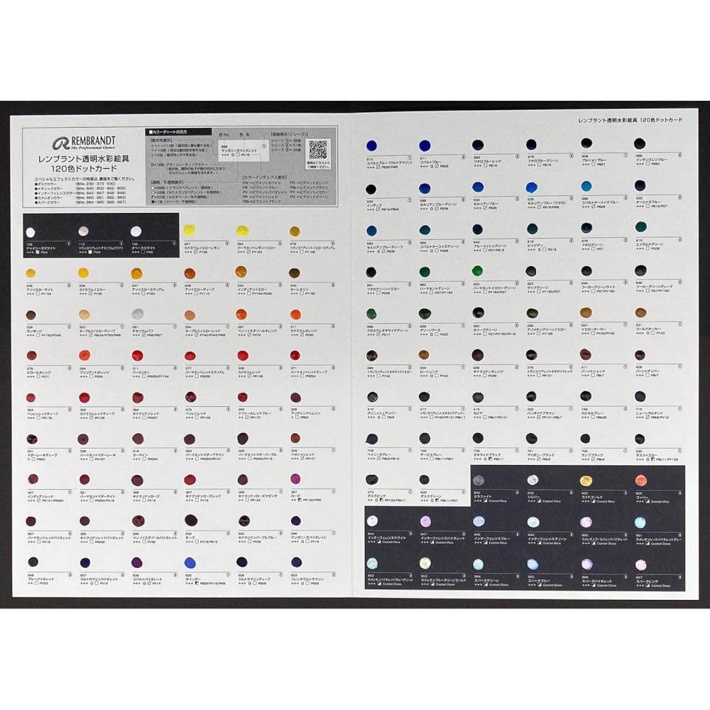 ターレンス レンブラント水彩絵具120色ドットカード 【直送品】 返品・キャンセル・他商品と同時購入は不可