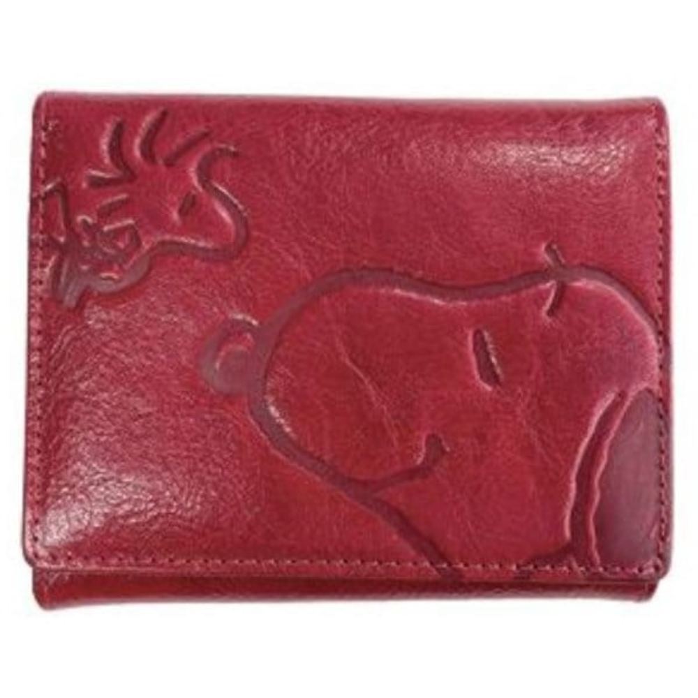 スヌーピーLC スマイル 二つ折財布 牛革 RD SN0144 メーカー直送 ▼返品・キャンセル不可【他商品との同時購入不可】