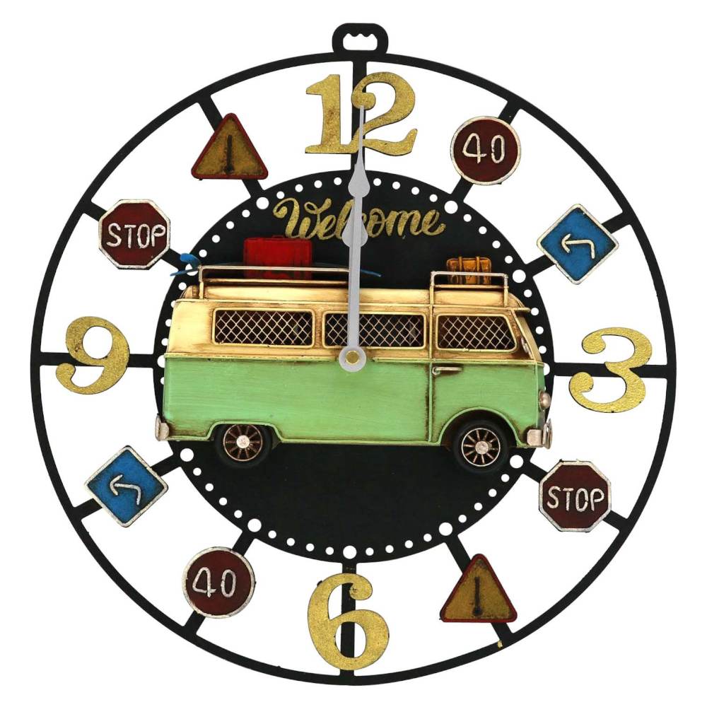 ブリキclock 掛け時計 bus 43171 【直送品】 返品・キャンセル・他商品と同時購入は不可