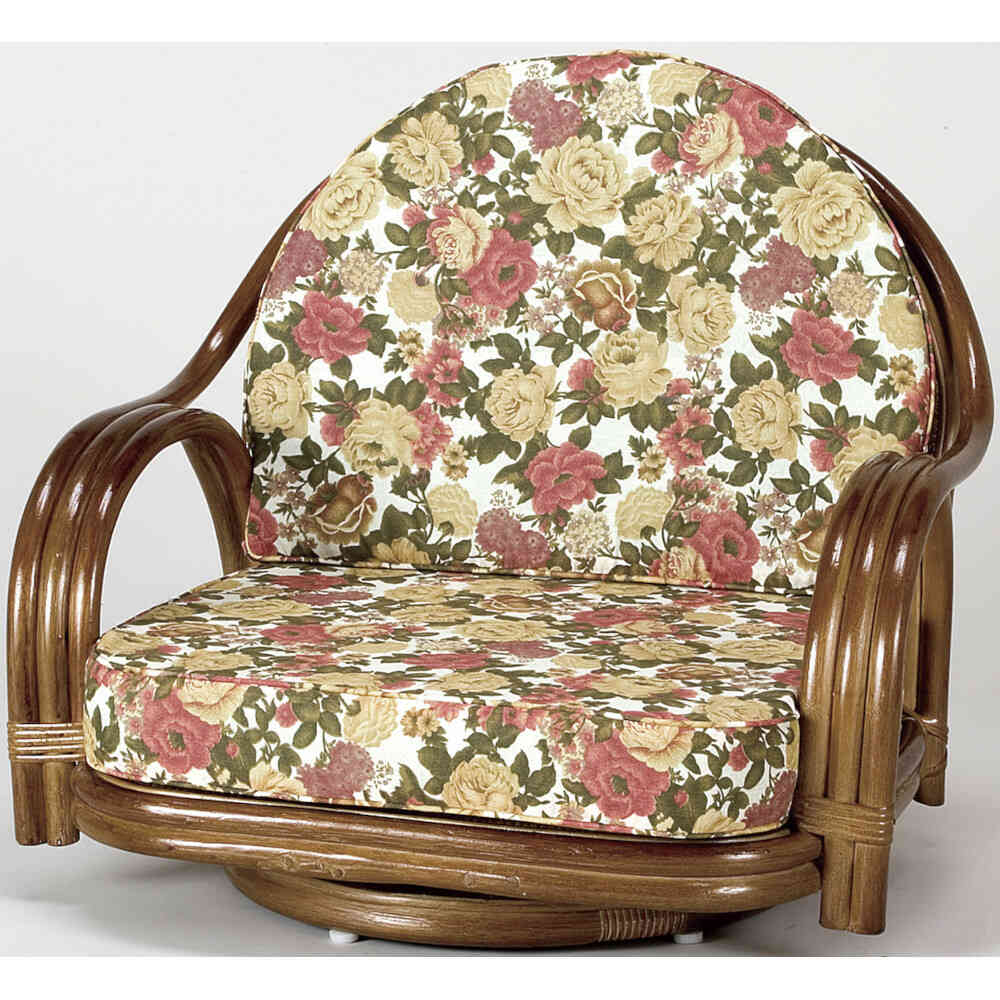 天然籐回転チェア ロータイプ ゆったり[02371] メーカー直送 ▼返品・キャンセル不可【他商品との同時購入不可】