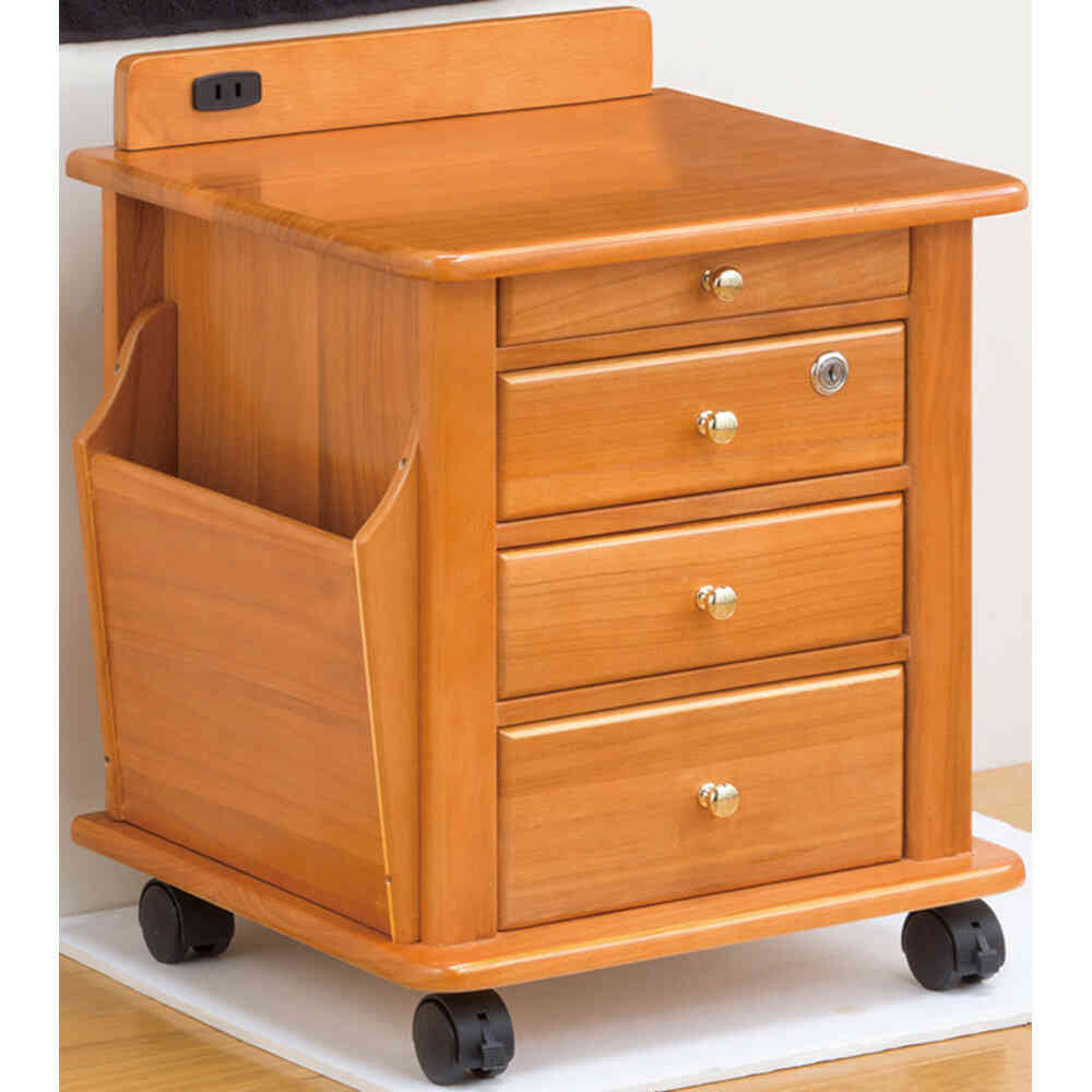 リビングワゴン コンセント付き ライトブラウン[0353810] メーカー直送▼返品・キャンセル不可[他商品との同時購入不可]