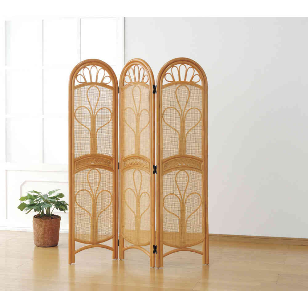 天然籐スクリーン 3連[03639] メーカー直送 ▼返品・キャンセル不可【他商品との同時購入不可】