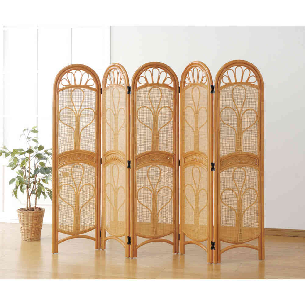 天然籐スクリーン 5連[03641] メーカー直送 ▼返品・キャンセル不可【他商品との同時購入不可】