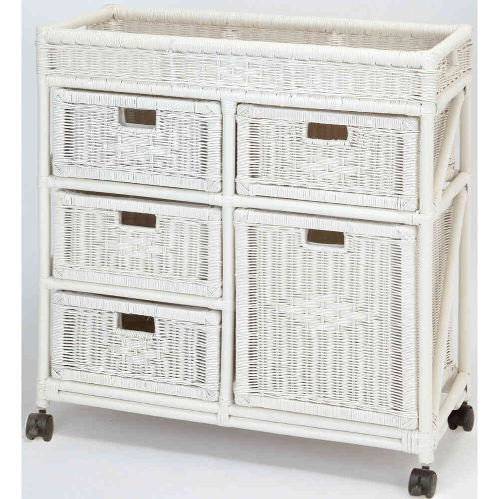 天然籐ランドリーチェスト ワイド3段 ホワイト[0365020] メーカー直送 ▼返品・キャンセル不可【他商品との同時購入不可】