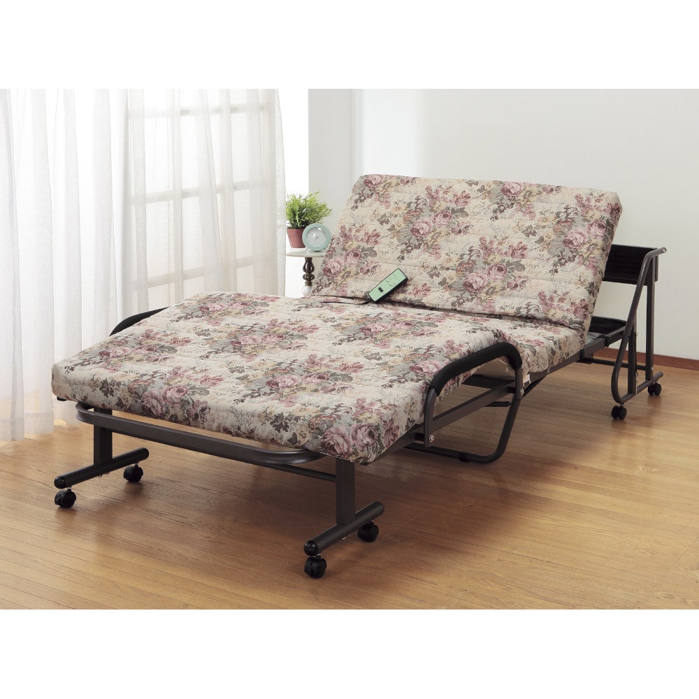 木製棚付収納式リクライニングベッド 電動 ゴブラン[04032] メーカー直送 ▼返品・キャンセル不可【他商品との同時購入不可】