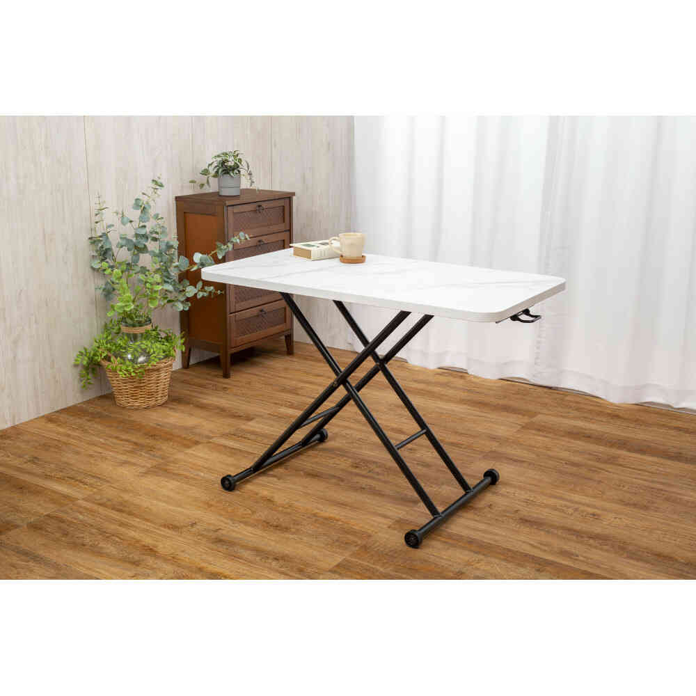 らくらく昇降式フリーテーブル 大理石調[0437310] メーカー直送 ▼返品・キャンセル不可【他商品との同時購入不可】