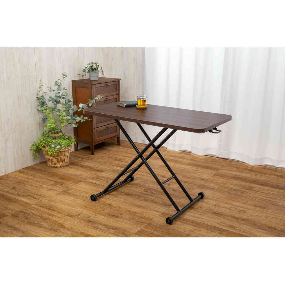 らくらく昇降式フリーテーブル ブラウン[0437320] メーカー直送 ▼返品・キャンセル不可【他商品との同時購入不可】