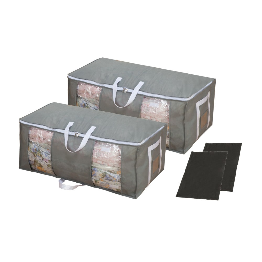 掃除機のいらない圧縮収納ボックス2個+竹炭シート[04384] メーカー直送▼返品・キャンセル不可【他商品との同時購入不可】