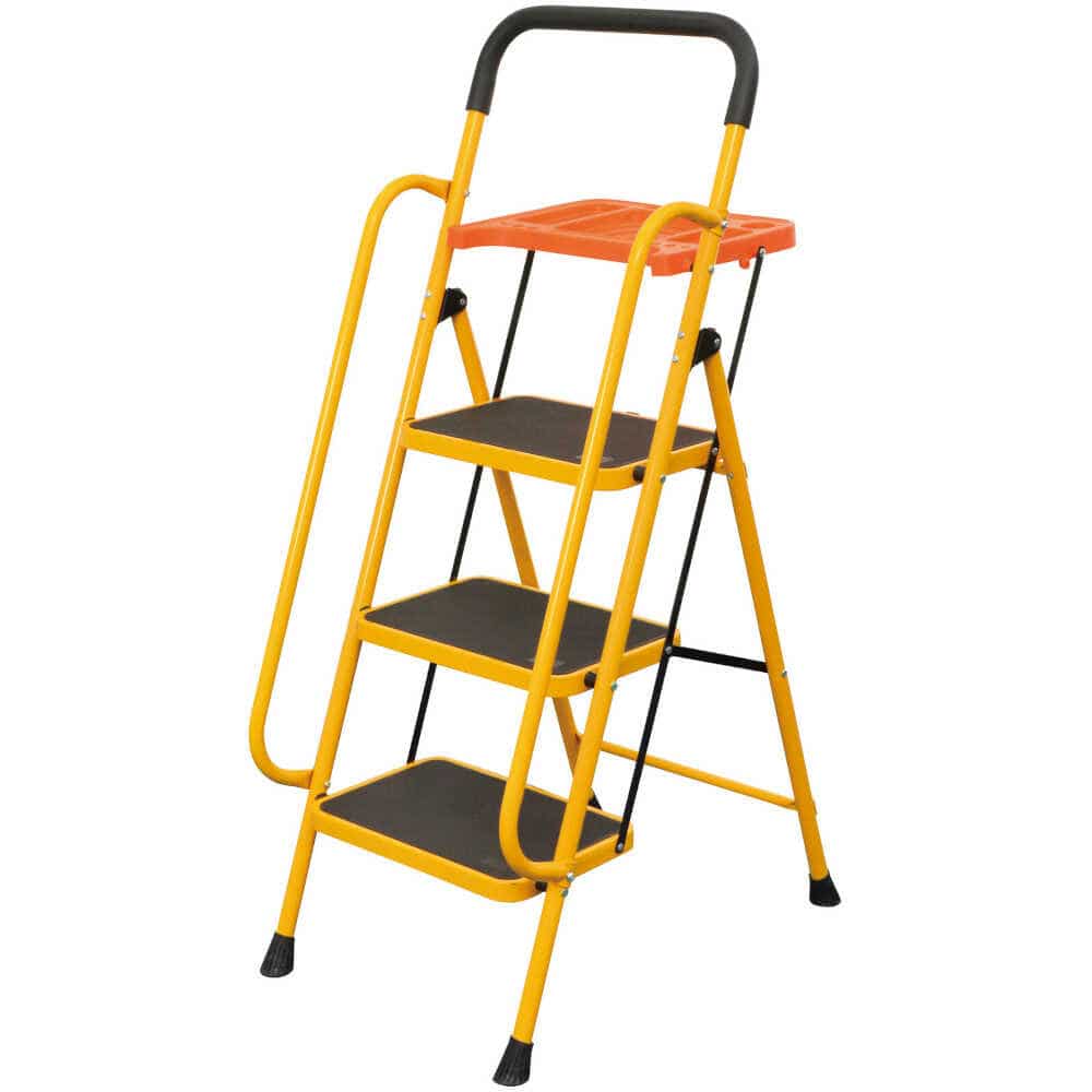 安心の両手すり付き脚立 トレー付き 3段[04633] メーカー直送 ▼返品・キャンセル不可【他商品との同時購入不可】