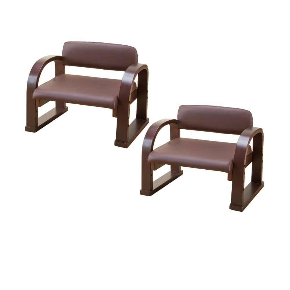 天然木立ち座り楽ちん座椅子日本製 2脚 DBR[0409520] メーカー直送 ▼返品・キャンセル不可【他商品との同時購入不可】