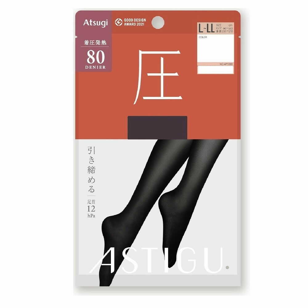 アスティーグ 圧 発熱80デニール チャコール L-LL 1足