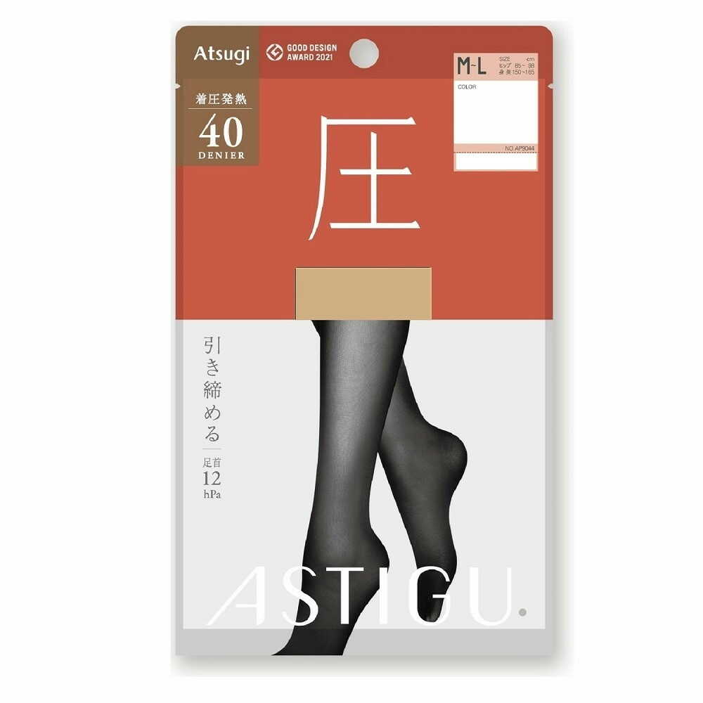 アスティーグ 圧 発熱40デニール シェリーベージュM-L 1足