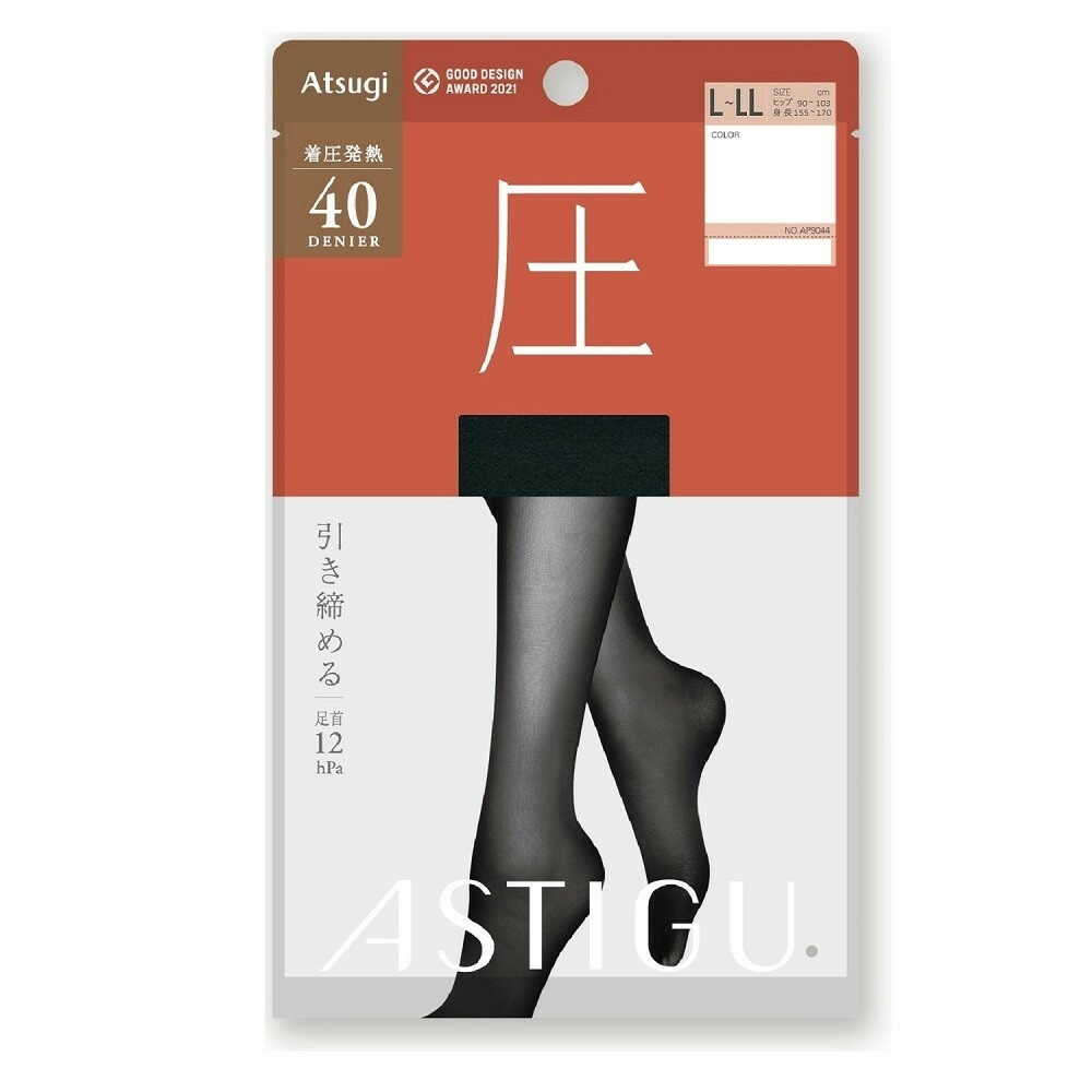 アスティーグ 圧 発熱40デニール ブラック L-LL 1足