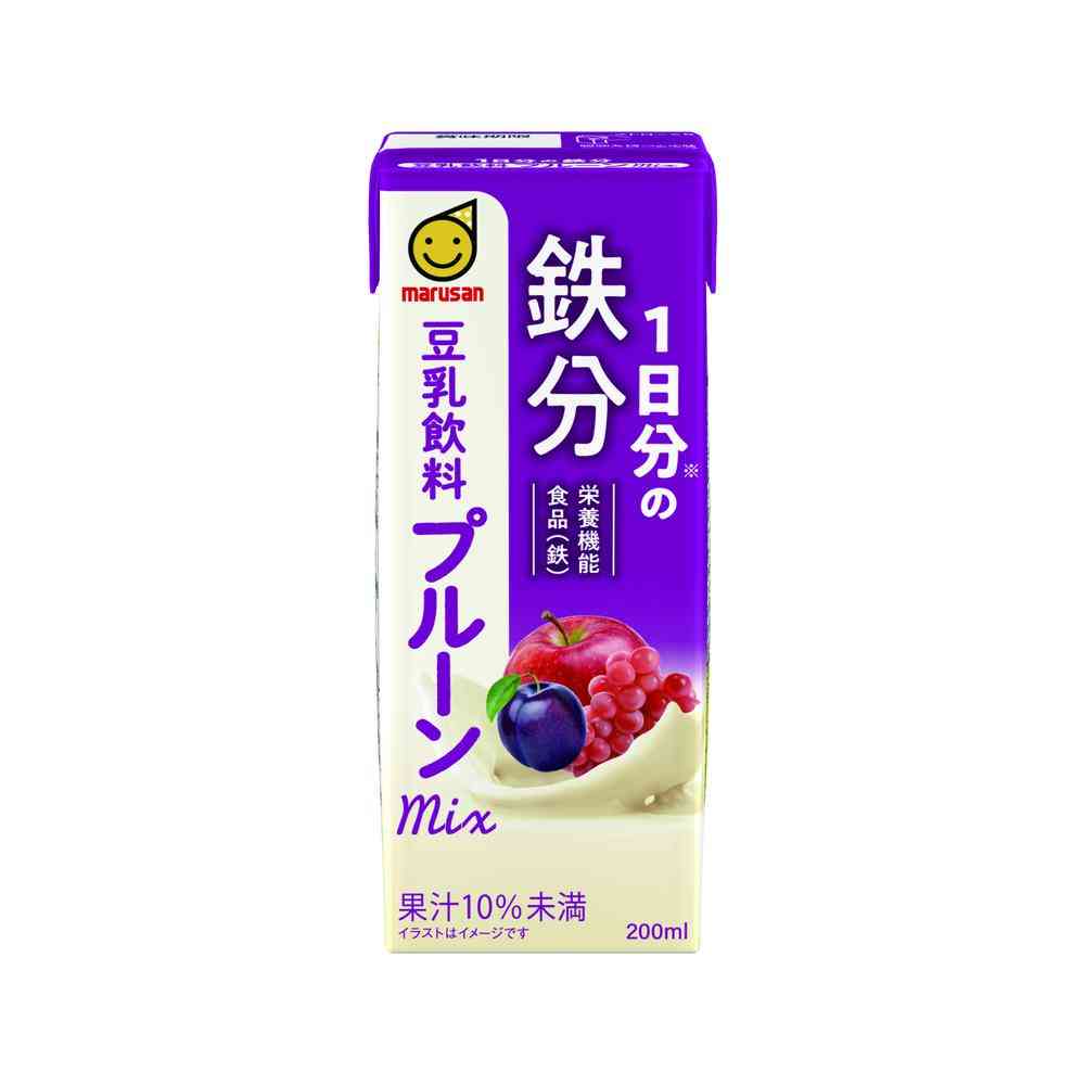 ◆マルサン 1日分の鉄分 豆乳飲料 プルーンmix 200ml   [48個セット]