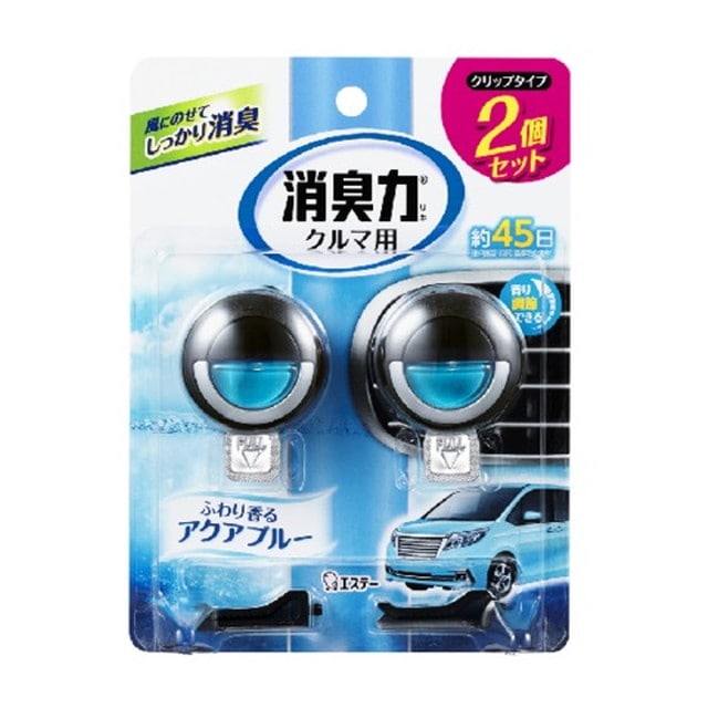 エステー クルマの消臭力 クリップタイプ アクアブルー 2個