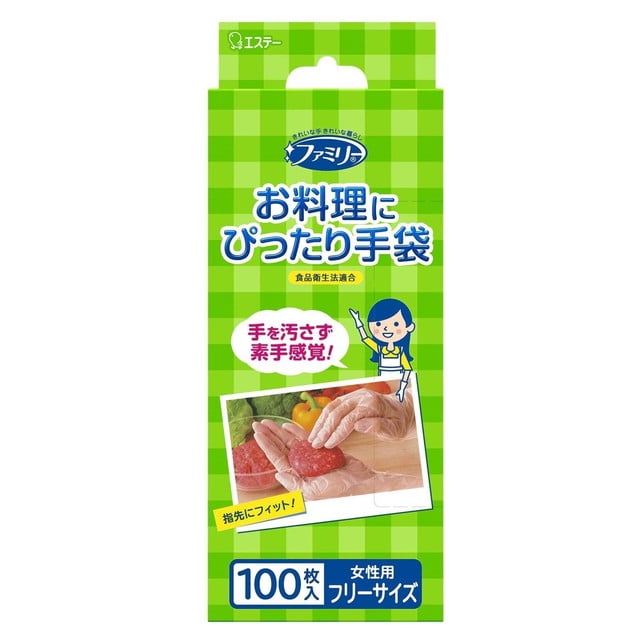 エステー ファミリーお料理にぴったり手袋 100枚 小さめS～M