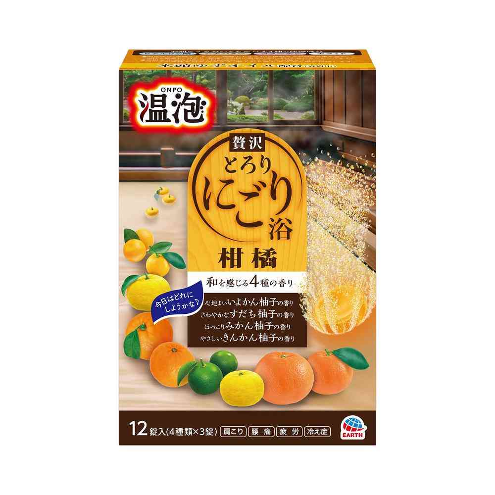 [医薬部外品]アース製薬 温泡 贅沢とろりにごり浴 柑橘 12錠入（4種類×3錠） [3個セット]