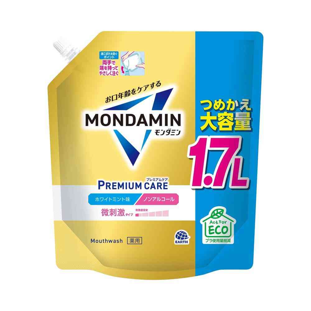 [医薬部外品]アース製薬 モンダミン プレミアムケア ホワイトミント つめかえ大容量 1700ml [6個セット]