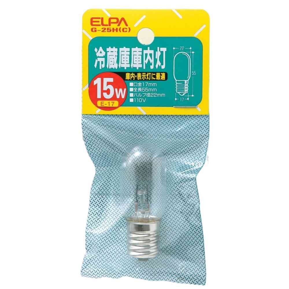 エルパ ELPA 冷蔵庫庫内灯 15W クリア E17 G-25H（C）