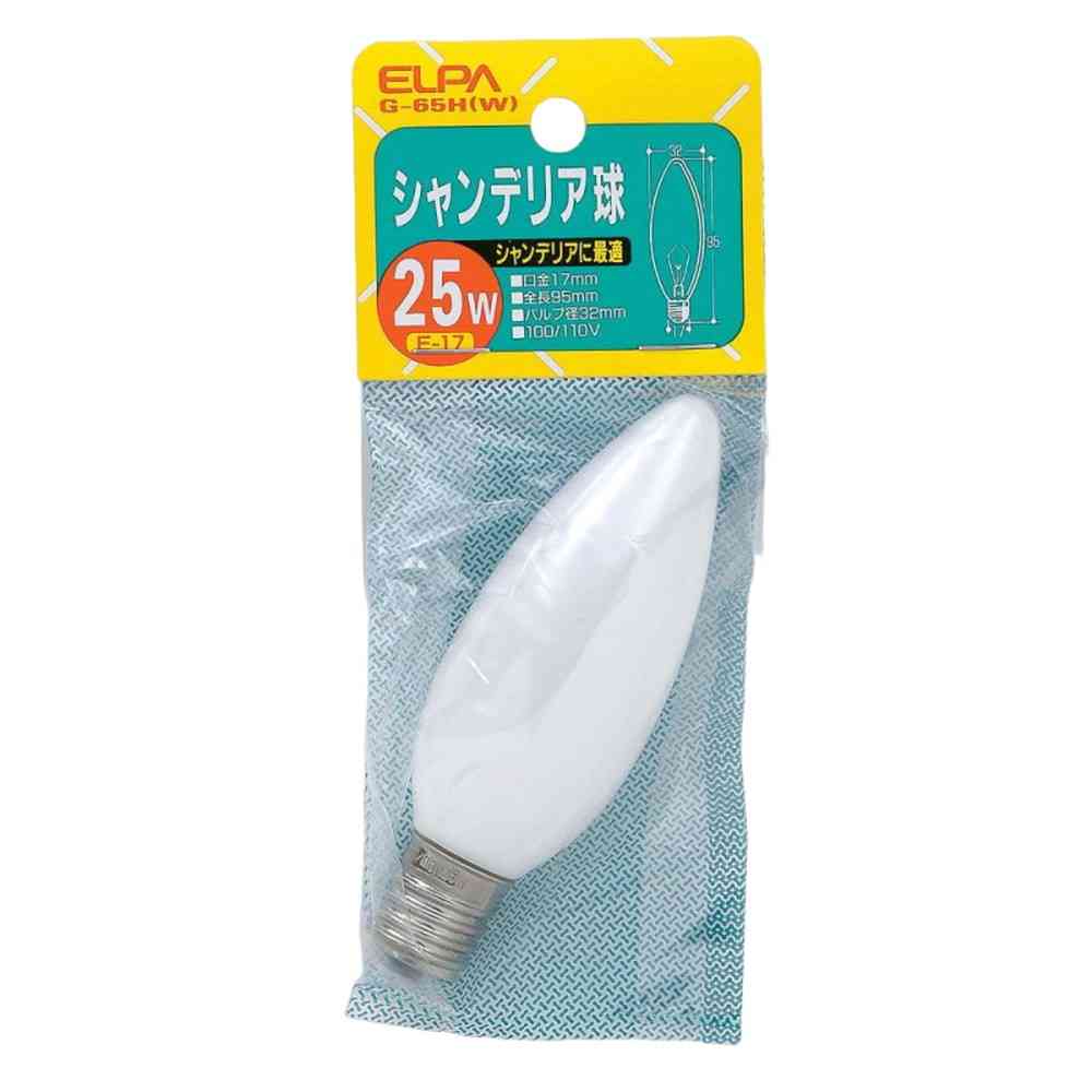 エルパ ELPA シャンデリア電球 25W ホワイト E17 G-65H（W）