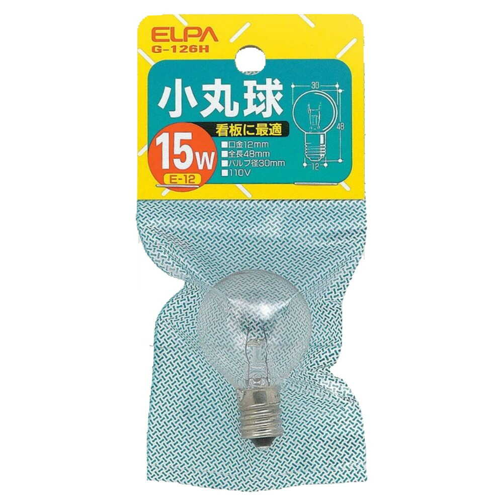エルパ ELPA 小丸球 白熱電球 E12 15W G-126H