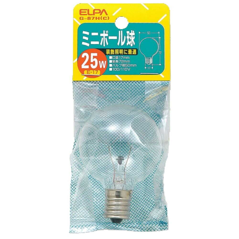 エルパ ELPA ミニボール球 白熱電球 E17 25W G-87H(C)