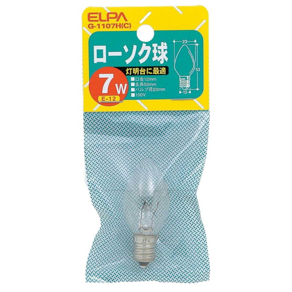 エルパ ELPA ローソク球 白熱電球 E12 7W G-1107H(C)