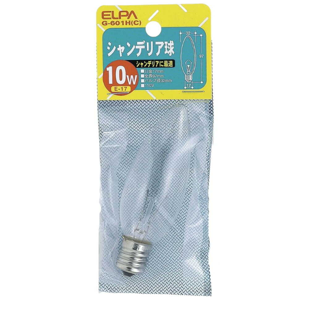 エルパ ELPA シャンデリア球 白熱電球 E17 10W G-601H(C)