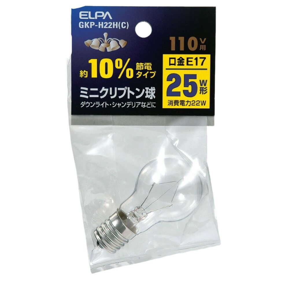 エルパ ELPA ミニクリプトン球 白熱電球 E17 25W形 GKP-H22H(C)