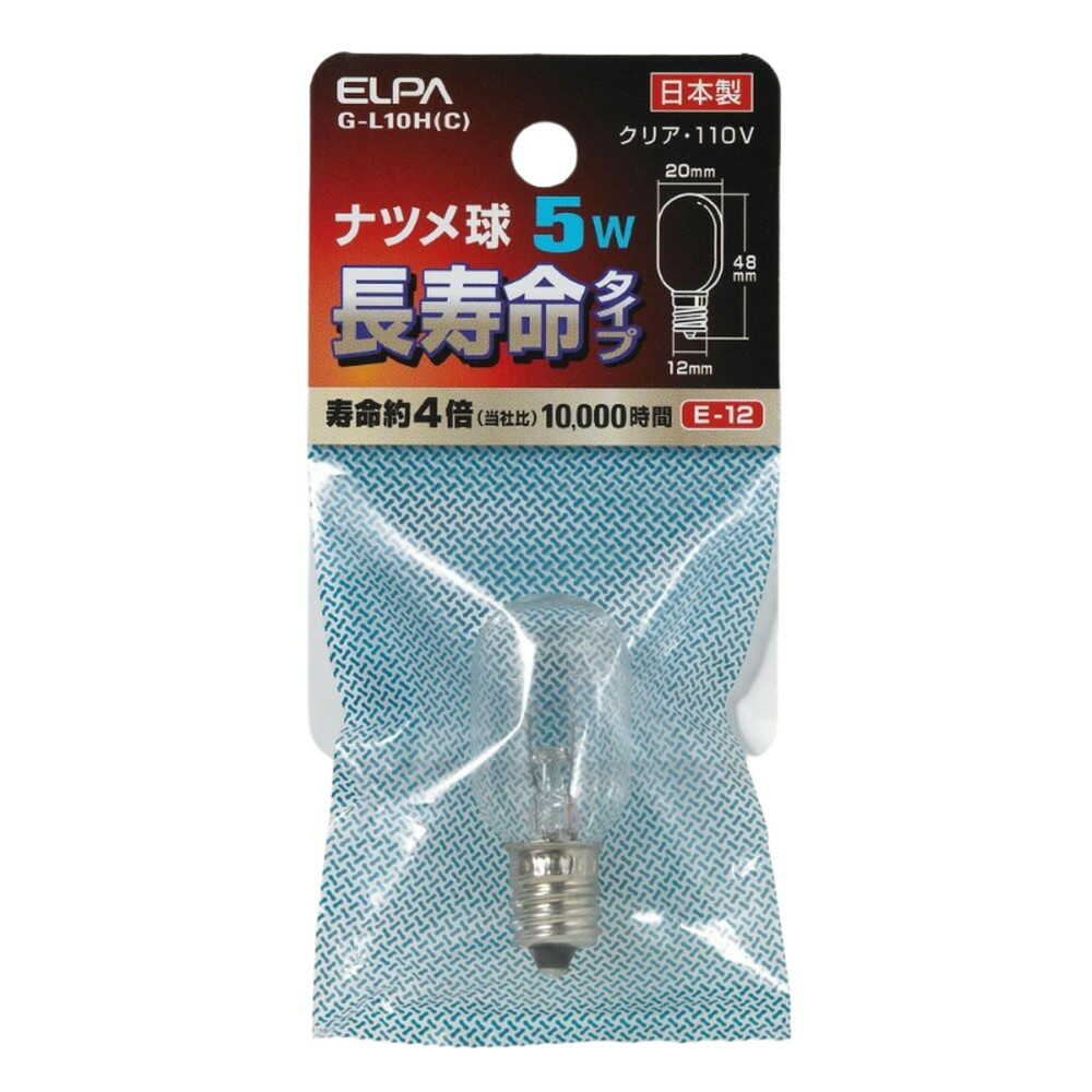 エルパ ELPA ナツメ球 白熱電球 E12 5W G-L10H(C)