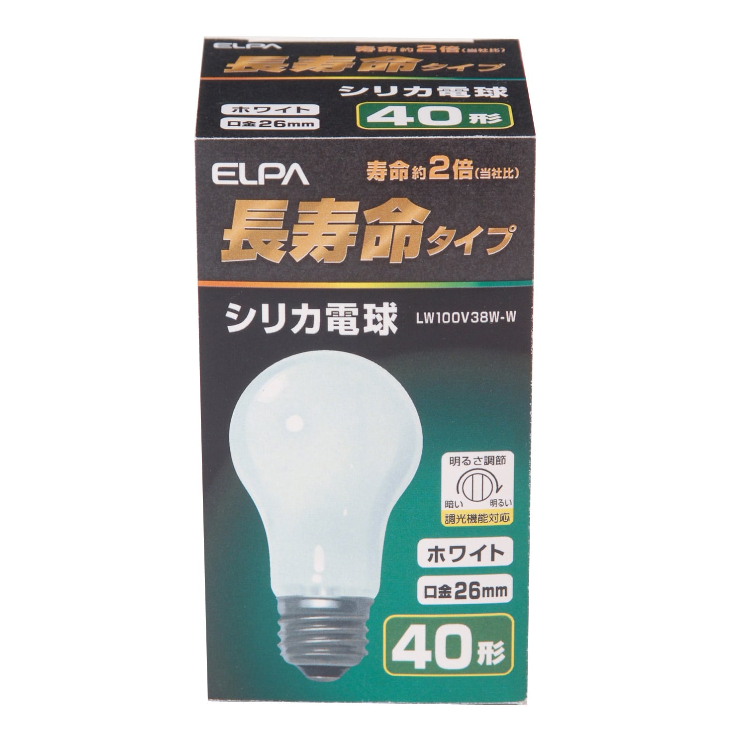 エルパ ELPA 長寿命シリカ 40W形 電球 照明 E26 100V 38W ホワイト LW100V38W‐W