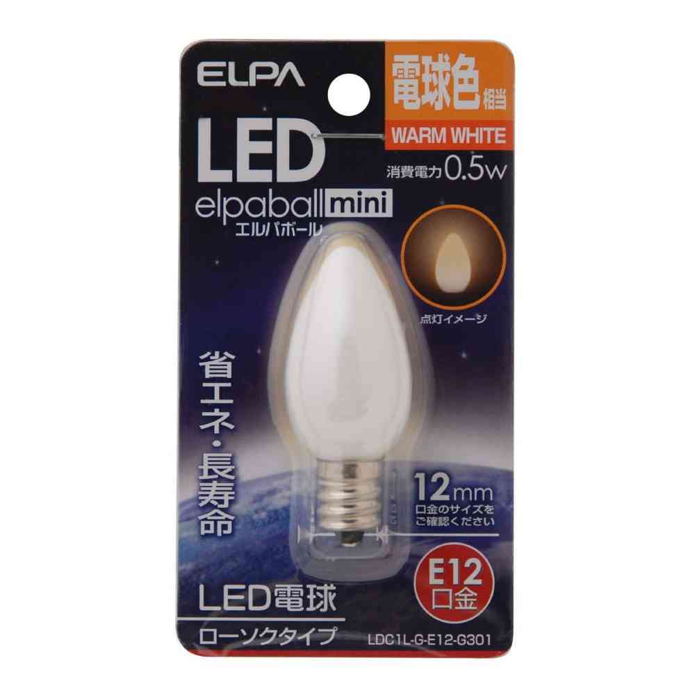 朝日電器 エルパ ELPA LED電球ローソク形 E12 電球色 LDC1L-G-E12-G301