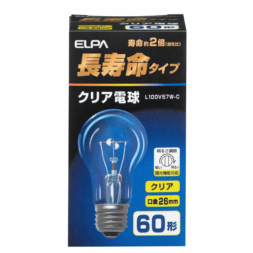 朝日電器 ELPA 長寿命クリア 電球 L100V57W-C