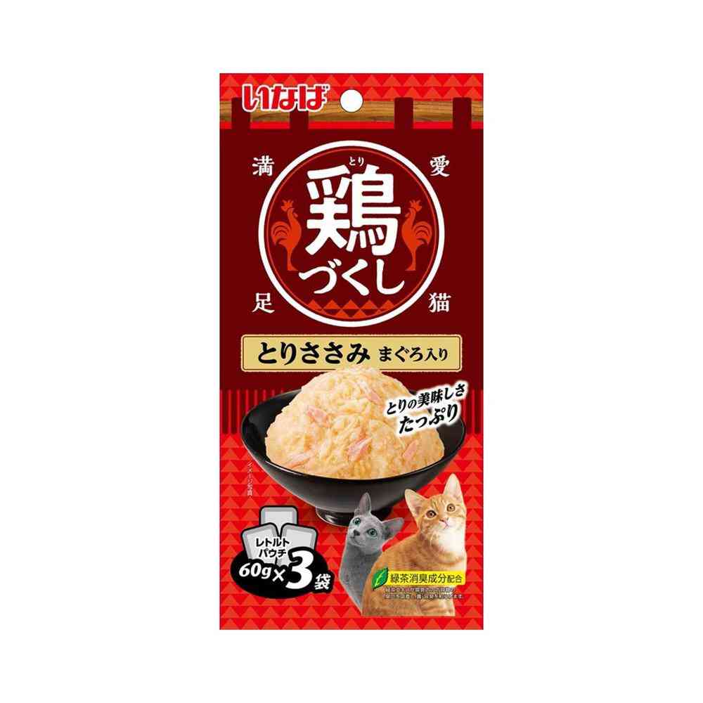 いなば ペットフード 鶏づくし パウチ とりささみ まぐろ入り 60g×3袋