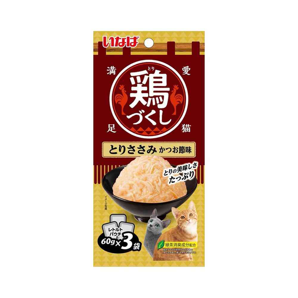 いなば ペットフード 鶏づくし パウチ とりささみ かつお節味 60g×3袋