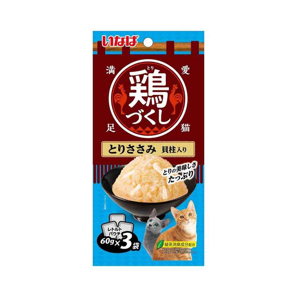 いなば ペットフード 鶏づくし パウチ とりささみ 貝柱入り 60g×3袋