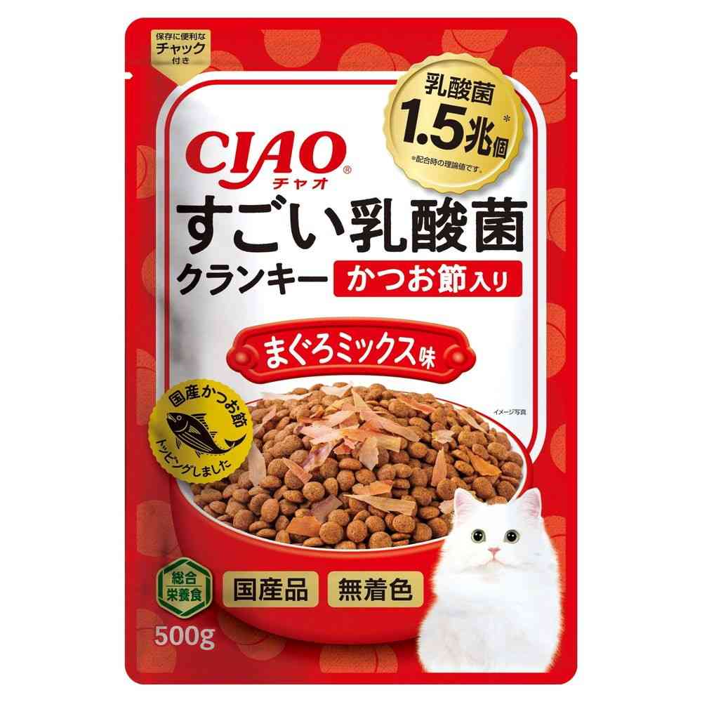 いなばペットフード すごい乳酸菌 クランキー かつお節 まぐろミックス味 500g   [12個セット]