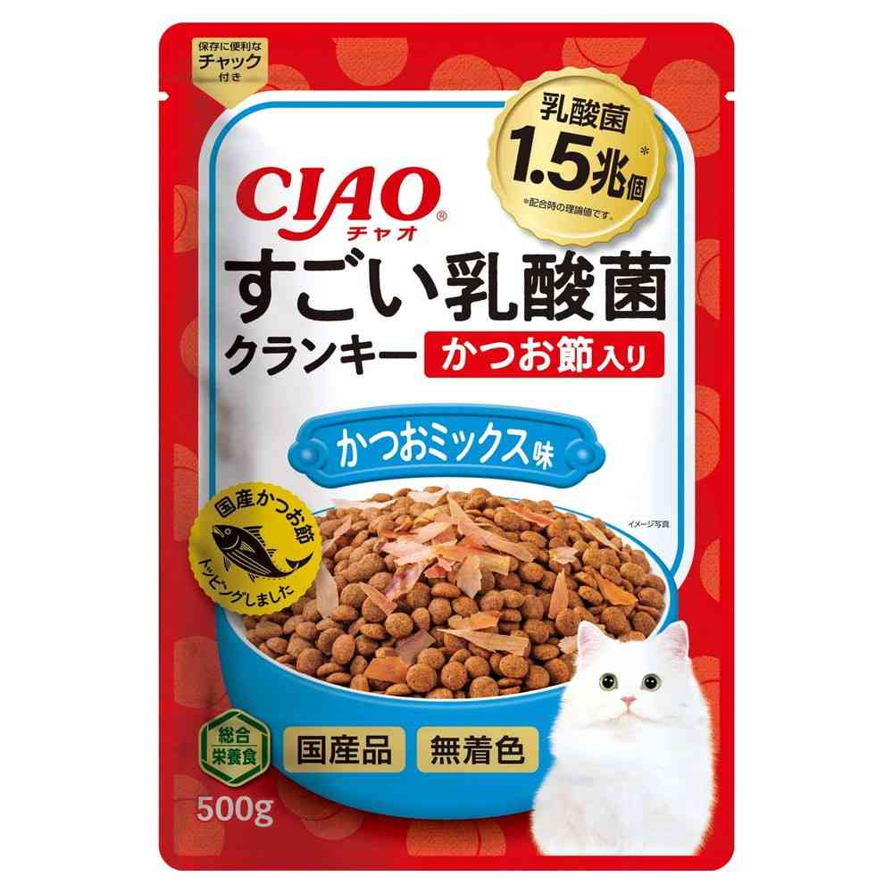 いなばペットフード すごい乳酸菌 クランキー かつお節入り かつおミックス味 500g   [12個セット]
