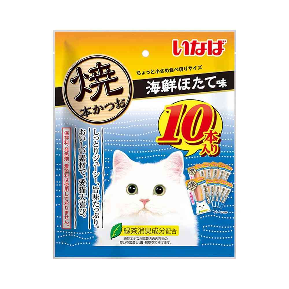 いなばペットフード 焼本かつお 海鮮ほたて味 10本