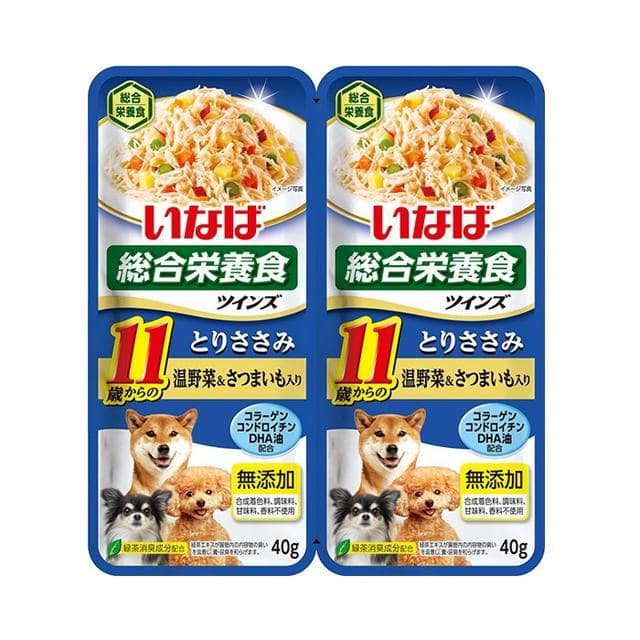 いなば ツインズ 11歳からのとりささみ 温野菜＆さつまいも入り 40g×2個 【12個セット】