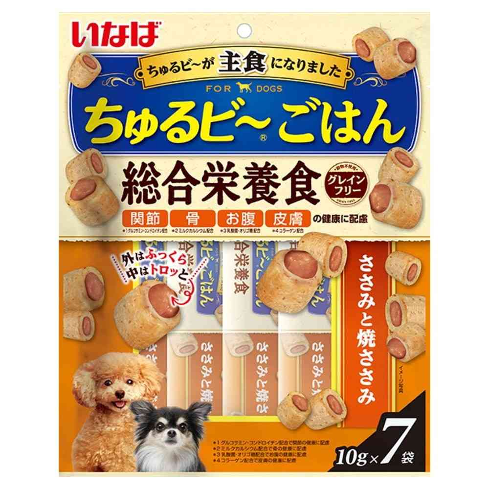 いなばペットフード いなば ちゅるビ～ごはん 総合栄養食 ささみと焼ささみ 10g×7袋   [4個セット]