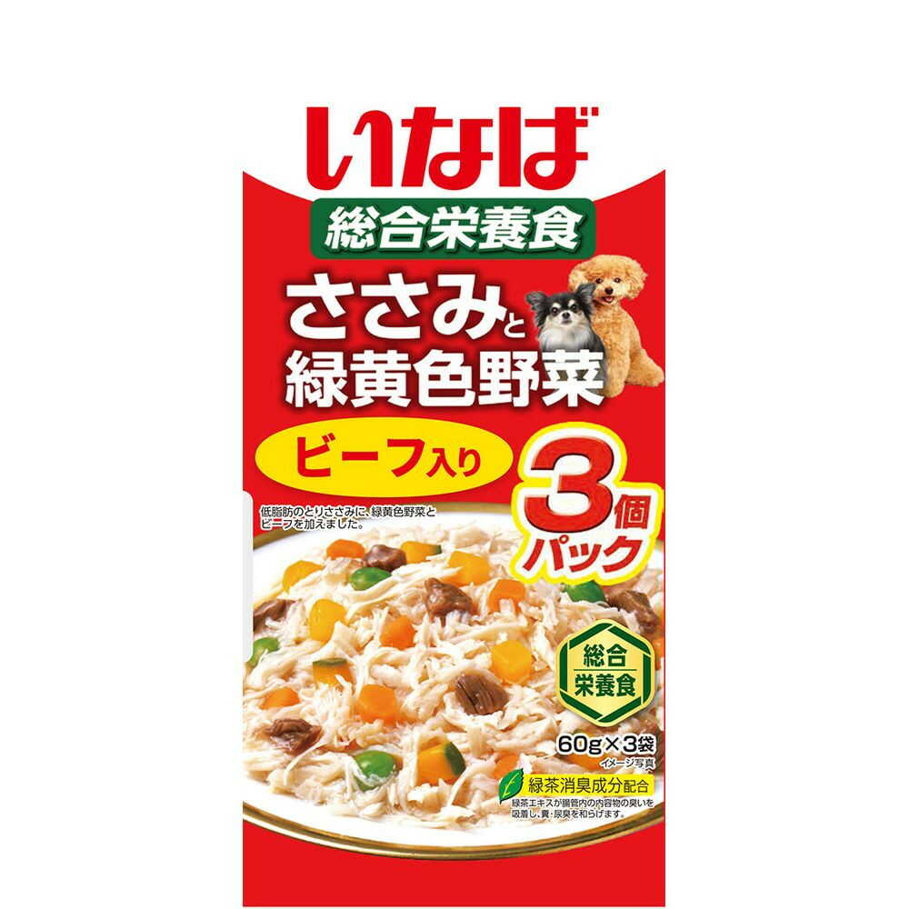 いなばペットフード いなば ささみと緑黄色野菜 ビーフ入り 60g×3袋