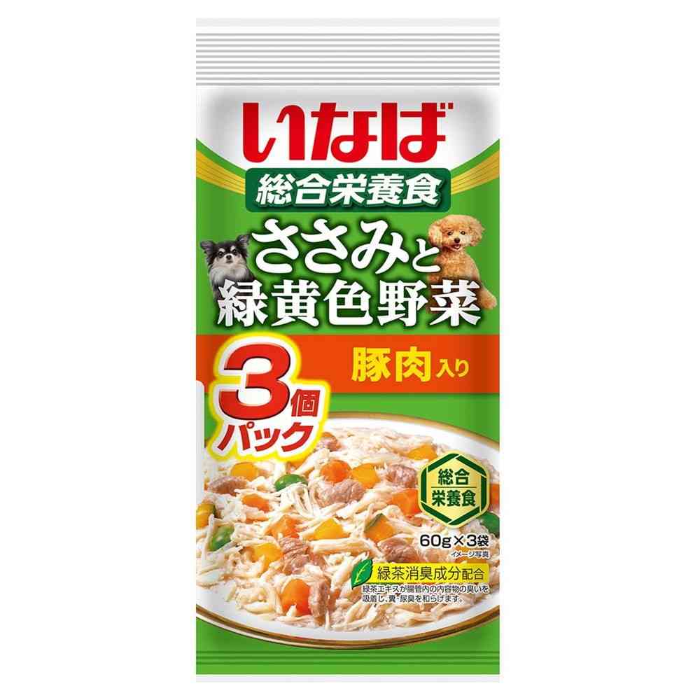 いなばペットフード ささみと緑黄色野菜 豚肉入り 60g×3袋