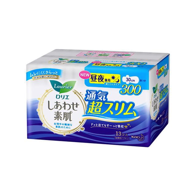 ロリエ　しあわせ素肌　通気超スリム　昼夜兼用３０ｃｍ　羽つき　１３個