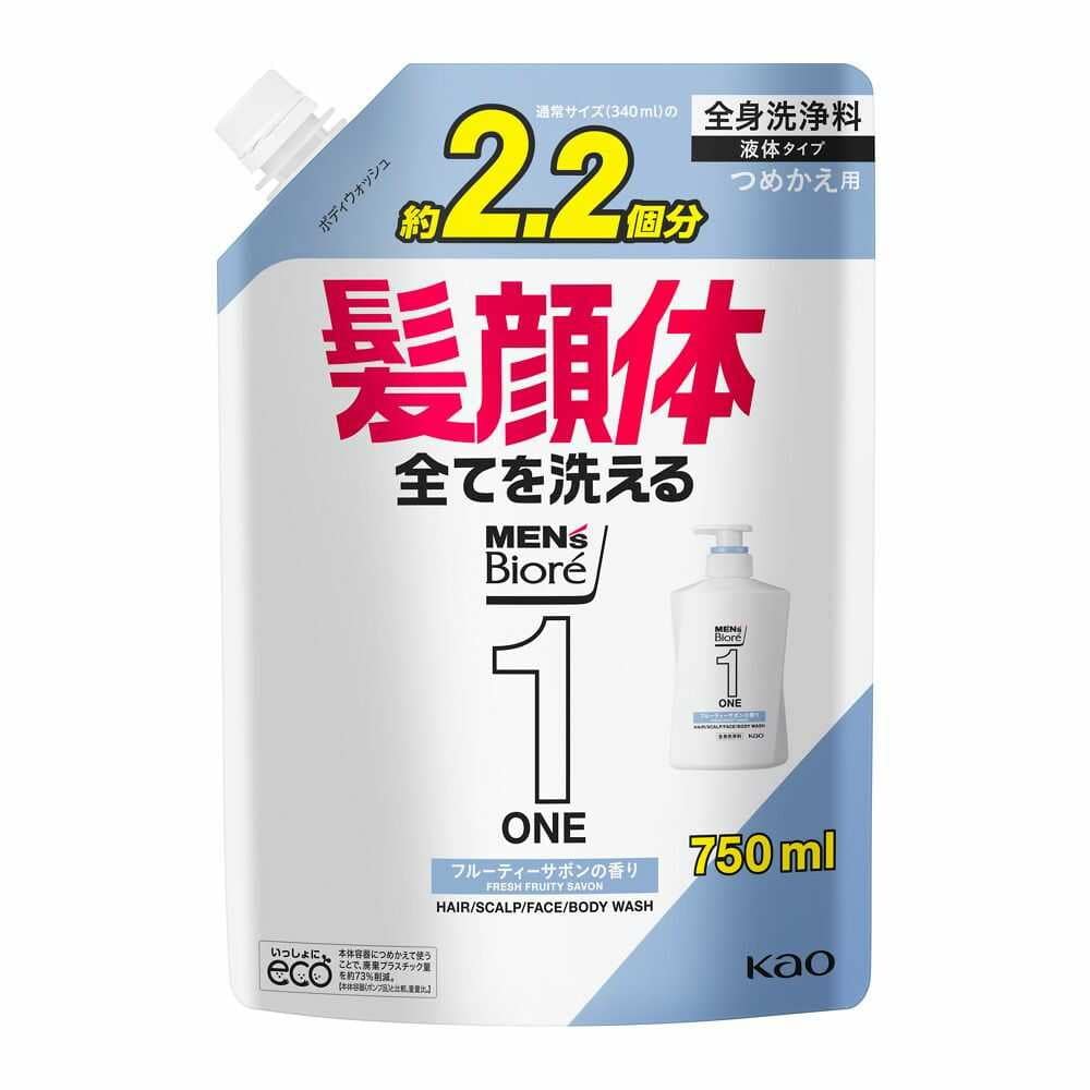 花王 メンズビオレONE オールインワン ボディウォッシュ フルーティーサボンの香り つめかえ 750ml
