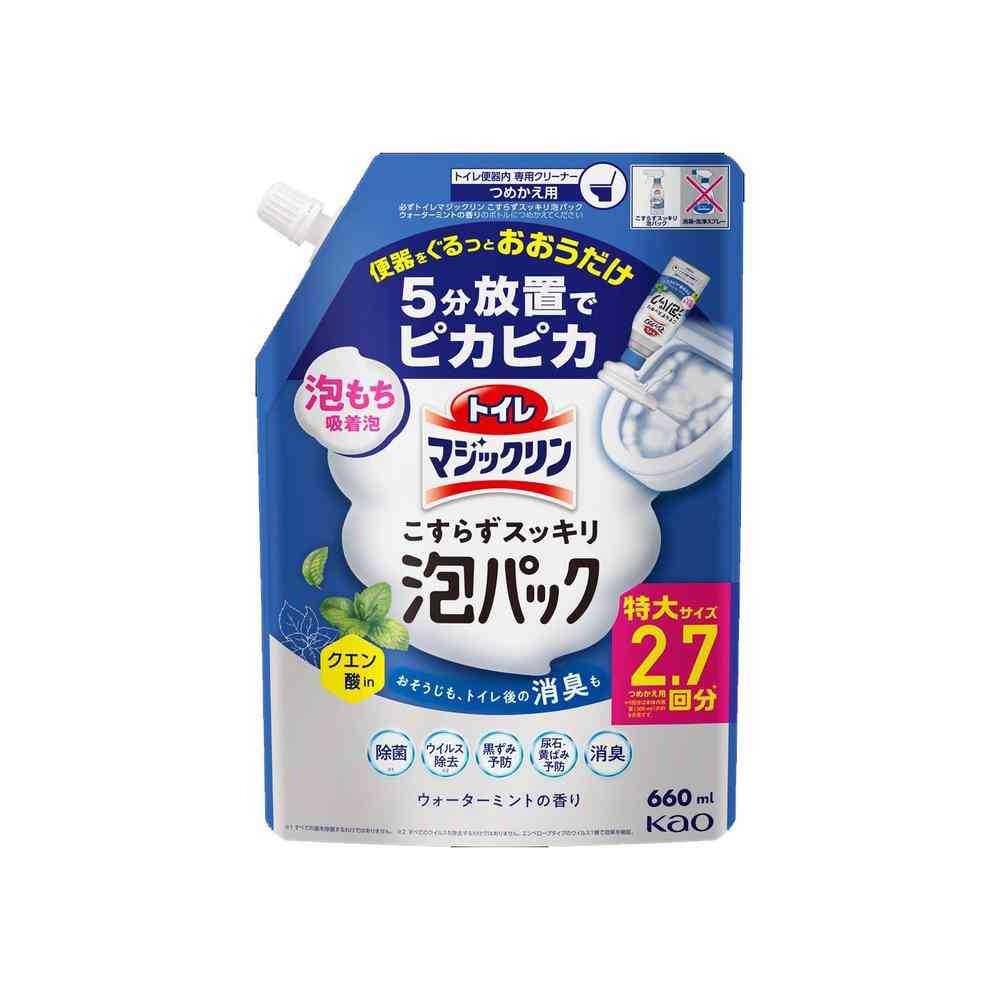 花王 トイレマジックリン こすらずスッキリ 泡パック ウォーターミントの香り つめかえ 660ml   [3個セット]