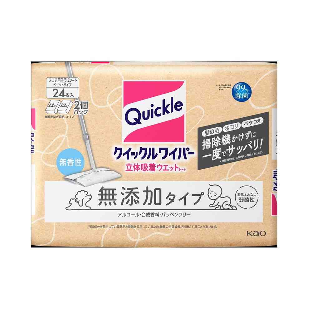 花王 クイックルワイパー 立体吸着ウエットシート 無添加タイプ 24枚