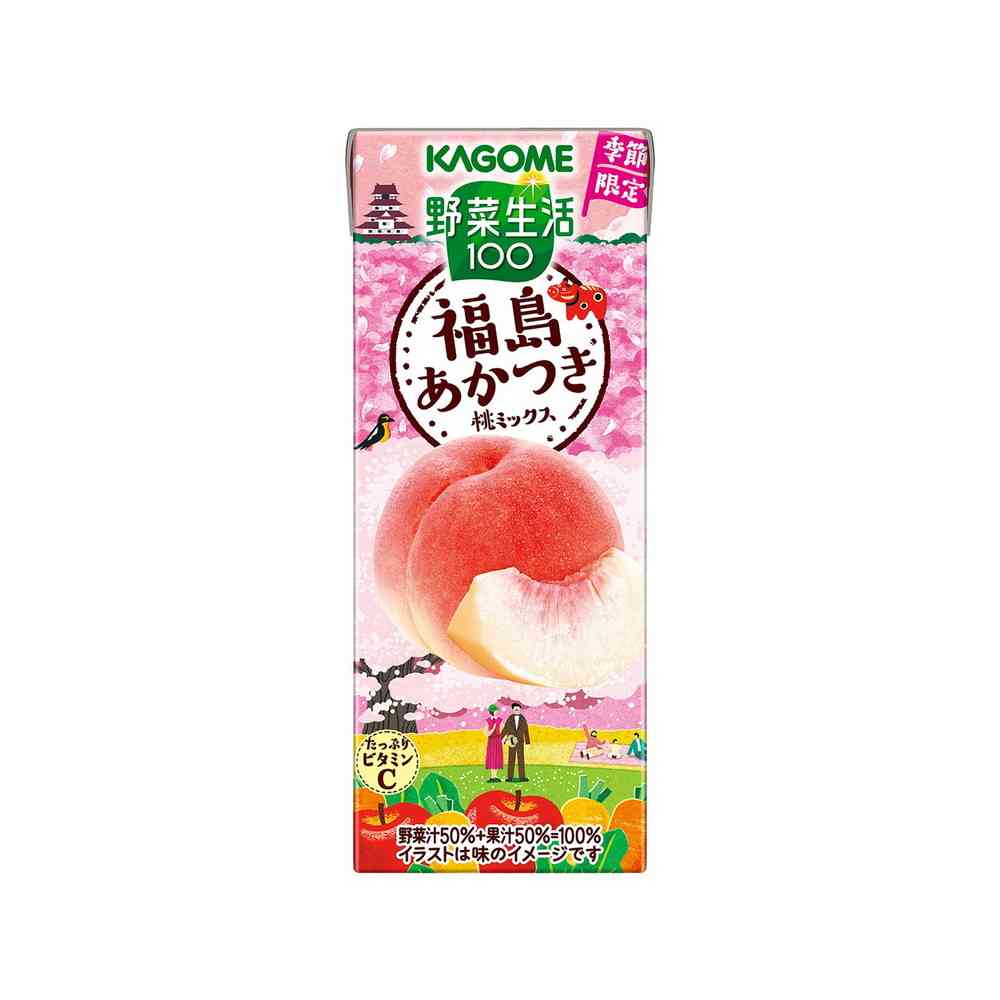 ◆カゴメ 野菜生活100 福島あかつき桃ミックス 195ml