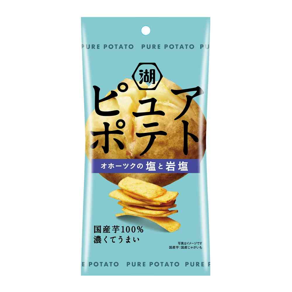 ◆湖池屋 スリムピュアポテト厚切りオホーツク塩と岩塩 32g   [12個セット]