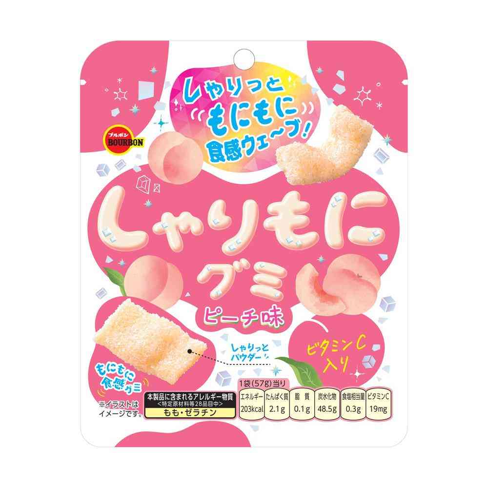 ◆ブルボン しゃりもにグミ ピーチ味 57g   [10個セット]
